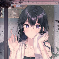 This is a pixiv picture whose title is すごい雨….