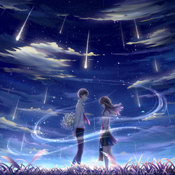 This is a pixiv picture whose title is 流星雨.