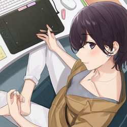 This is a pixiv picture whose title is 映画館みたいな椅子で仕事したい.