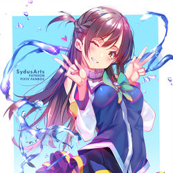 This is a pixiv picture whose title is Chizuru x Aqua.