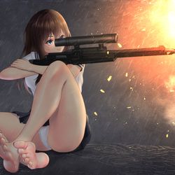 This is a pixiv picture whose title is セーラー服とスナイパーライフル.