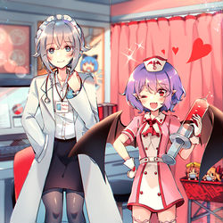 This is a pixiv picture whose title is ナースレミリア＆咲夜💉.