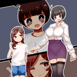 This is a pixiv picture whose title is [skeb]ショタと女教師の首すげ替え.