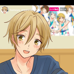 This is a pixiv picture whose title is もしも友也くんがインスタライブをしたら.