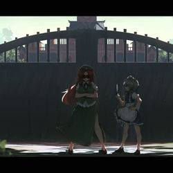 This is a pixiv picture whose title is とある夏の午後の門番.