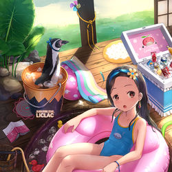 This is a pixiv picture whose title is 真夏の暑い日に.