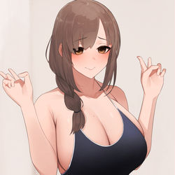 This is a pixiv picture whose title is 夫が出張中のデカ乳人妻NTR写真.