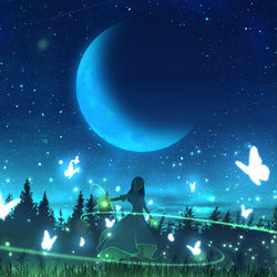 This is a pixiv picture whose title is 不思議な光に誘われて.