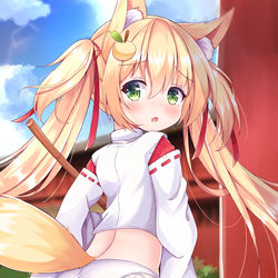 This is a pixiv picture whose title is 巫女柚子ちゃん.