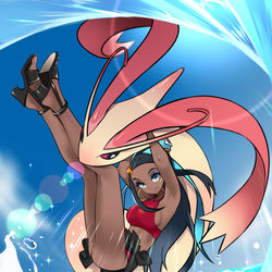 This is a pixiv picture whose title is ルリナとミロカロス.