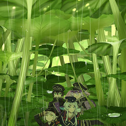 This is a pixiv picture whose title is 雨の細道.