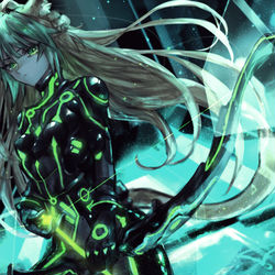 This is a pixiv picture whose title is 【skeb】サイバーな感じのアタランテ【 FGO 】.