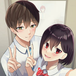 This is a pixiv picture whose title is 先輩いきますよ～はい、チーズ！！.