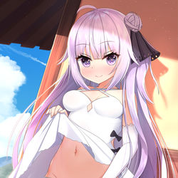 This is a pixiv picture whose title is お兄ちゃんが見たいって言うのなら...いいよ.