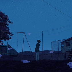 This is a pixiv picture whose title is 行き先、未定.
