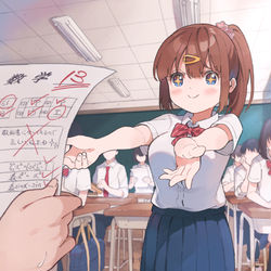 This is a pixiv picture whose title is 期末テストに自信のあった女の子.