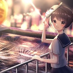 This is a pixiv picture whose title is 君と見た花火.