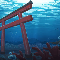 This is a pixiv picture whose title is 海底神社.