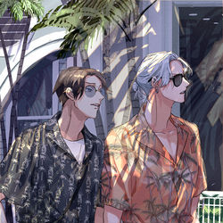 This is a pixiv picture whose title is ハワイに行くサマと入間.