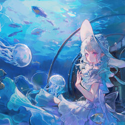 This is a pixiv picture whose title is 水族館.