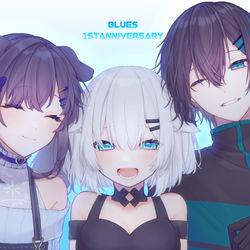 This is a pixiv picture whose title is ぶるーず1周年記念絵.