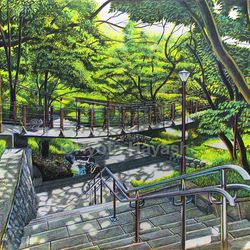This is a pixiv picture whose title is わたろうかな？　音無さくら緑地.