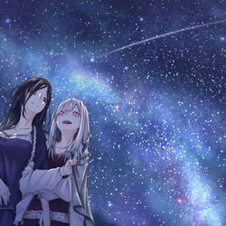This is a pixiv picture whose title is 夜空の下のCrossick🧬.