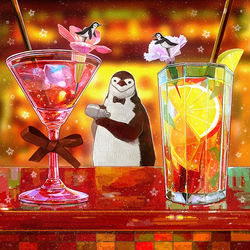 This is a pixiv picture whose title is 真夜中のペンギン・バー.