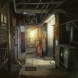 This is a pixiv picture whose title is 路地裏.