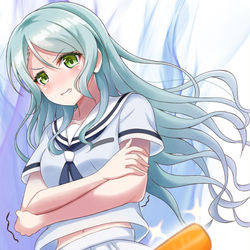 This is a pixiv picture whose title is 絶対に、にんじんを食べたくない氷川紗夜.