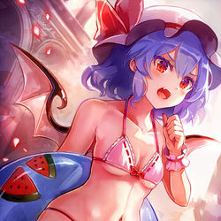 This is a pixiv picture whose title is おうち水着レミリア.
