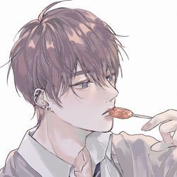 This is a pixiv picture whose title is 焼肉でもらった飴舐めるDK.