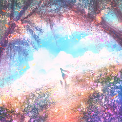 This is a pixiv picture whose title is 彩会の道.