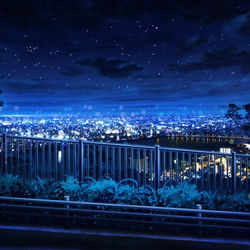 This is a pixiv picture whose title is 夜の坂道.