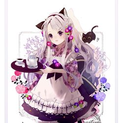 This is a pixiv picture whose title is 朝顔な和風メイドちゃん.
