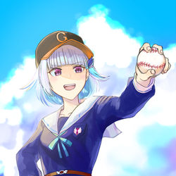 This is a pixiv picture whose title is 「君！私と野球やってみない？」.