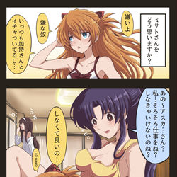 This is a pixiv picture whose title is アスカ＝サンとミサト＝サンの関係.