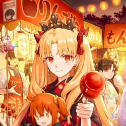 This is a pixiv picture whose title is 初恋はりんご飴の味.