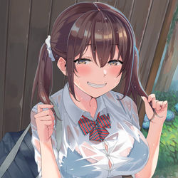 This is a pixiv picture whose title is 部活の後輩と雨宿り.