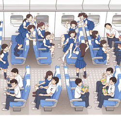 This is a pixiv picture whose title is コロナ前とコロナ後の修学旅行.