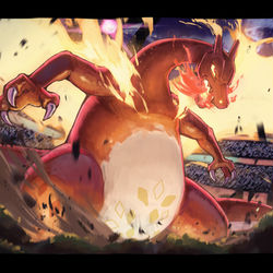 This is a pixiv picture whose title is キョダイマックスリザードン.