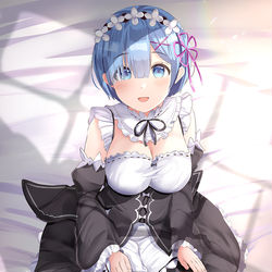 This is a pixiv picture whose title is 膝枕したいレムさん.