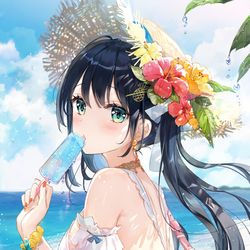 This is a pixiv picture whose title is 夏とアイスと女の子.