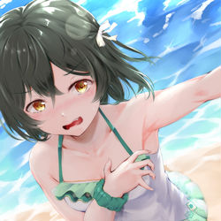 This is a pixiv picture whose title is 水着栞子ちゃん(等いろいろ).