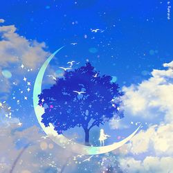 This is a pixiv picture whose title is moon tree.