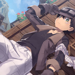 This is a pixiv picture whose title is 義足の炭鉱少年が義足を見せてくれるだけ.