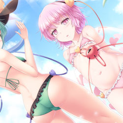 This is a pixiv picture whose title is 水着地底姉妹.
