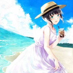 This is a pixiv picture whose title is いつもは着物のお姉さんの白ワンピース.