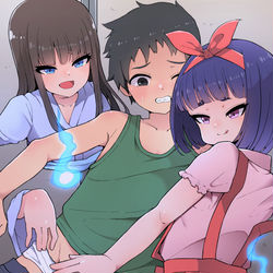 This is a pixiv picture whose title is 3階のトイレにいるガキ.