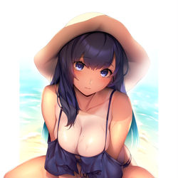 This is a pixiv picture whose title is 夏に水着のお姉さん.